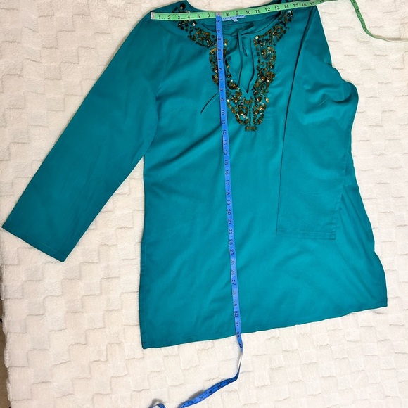 ANTONIO MELANI Teal Embellished Blouse - Picture 8 of 9